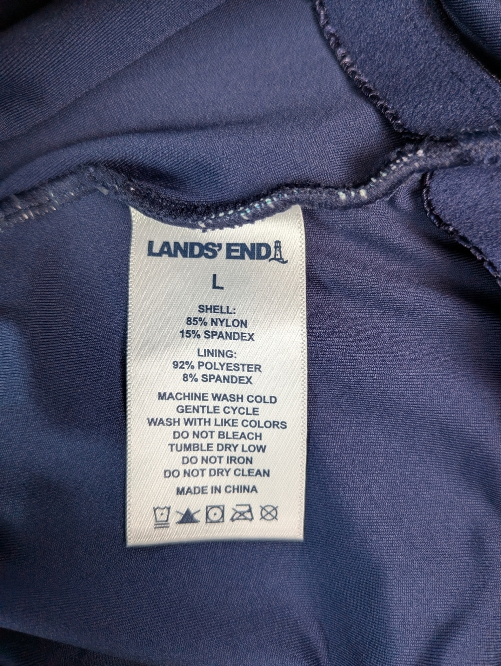 NWOT Lands' End Womens One-Piece Swimsuit Tropical Green Navy Pattern Size L - Picture 6 of 7